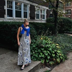 Anthropologie Maeve Black and White Maxi Dress